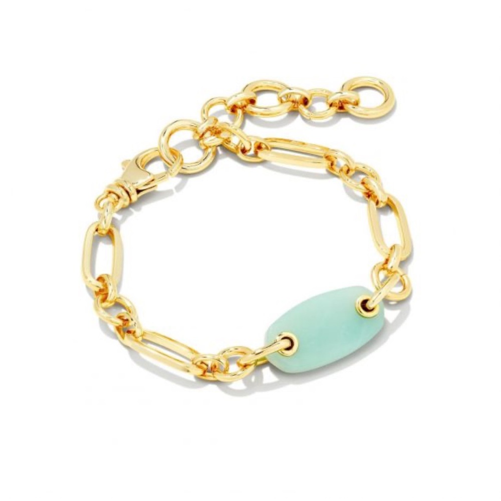 Kendra Scott Ashlyn Teal Amazonite Gold Chain Bracelet